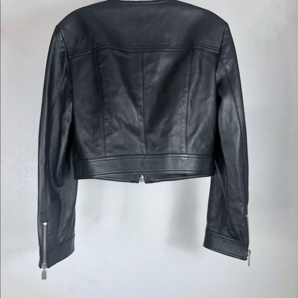 Michael Kors Collection Cropped Leather Jacket - Picture 4 of 11